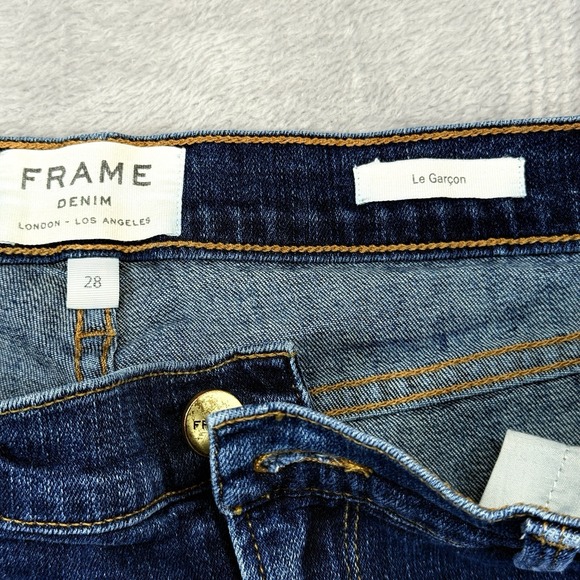 Frame Le Garcon Skinny Jeans 28(30) Distressed Mid Rise Medium Wash 27 Inseam - Picture 3 of 14